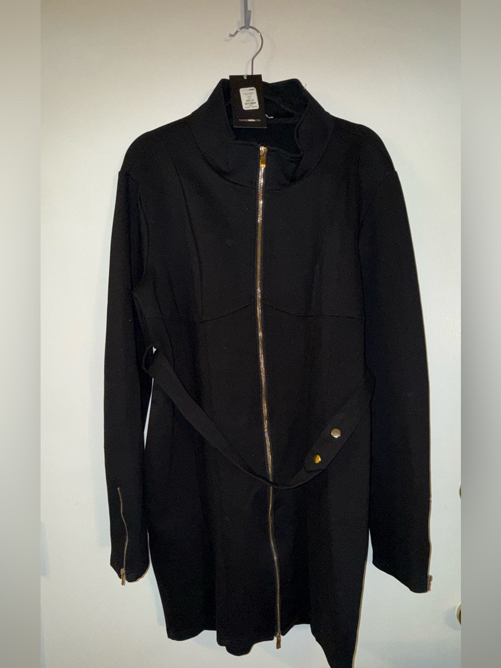 Plus Size Black Ponte Dress with Gold Hardware